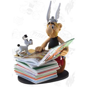 Statuette 24cm Asterix piles d'albums
