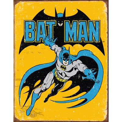Batman yellow retro metal sign