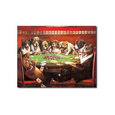 Dogs playing poker 12 x 16 metal sign