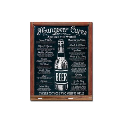 Hangover cures metal sign