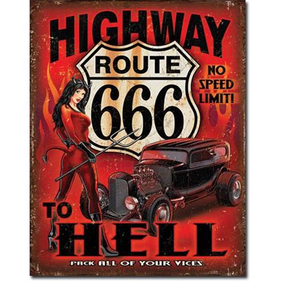 Enseigne metal Route 666 - Highway