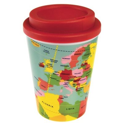 world map reusable travel mug