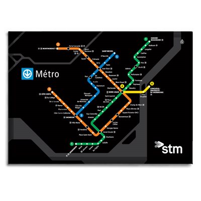 Aimant plan metro STM noir