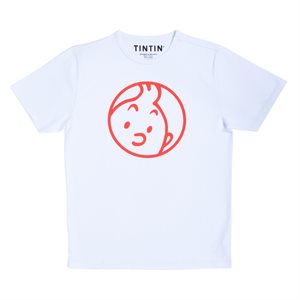 T-shirt visage Tintin blanc 10 ans