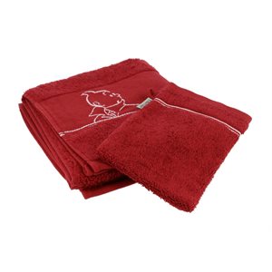 Red towel & wash cloth 50x100 & 15x21cm