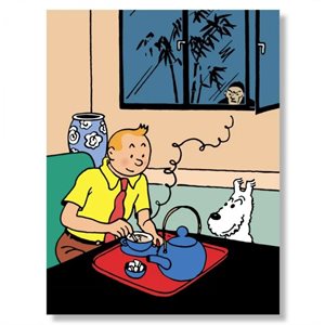 Poster Tintin drinking his tea 60x80cm