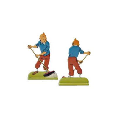Figurine metal Tintin et balai**