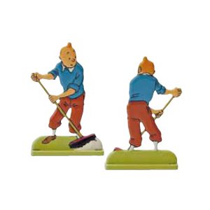 Figurine metal Tintin et balai**