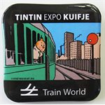 Badges Tintin a train world4x4cm