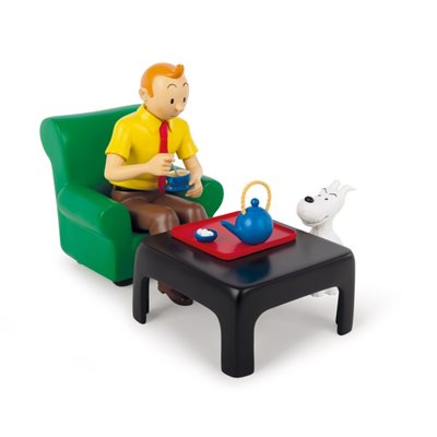 Statuette Tintin prenant le the